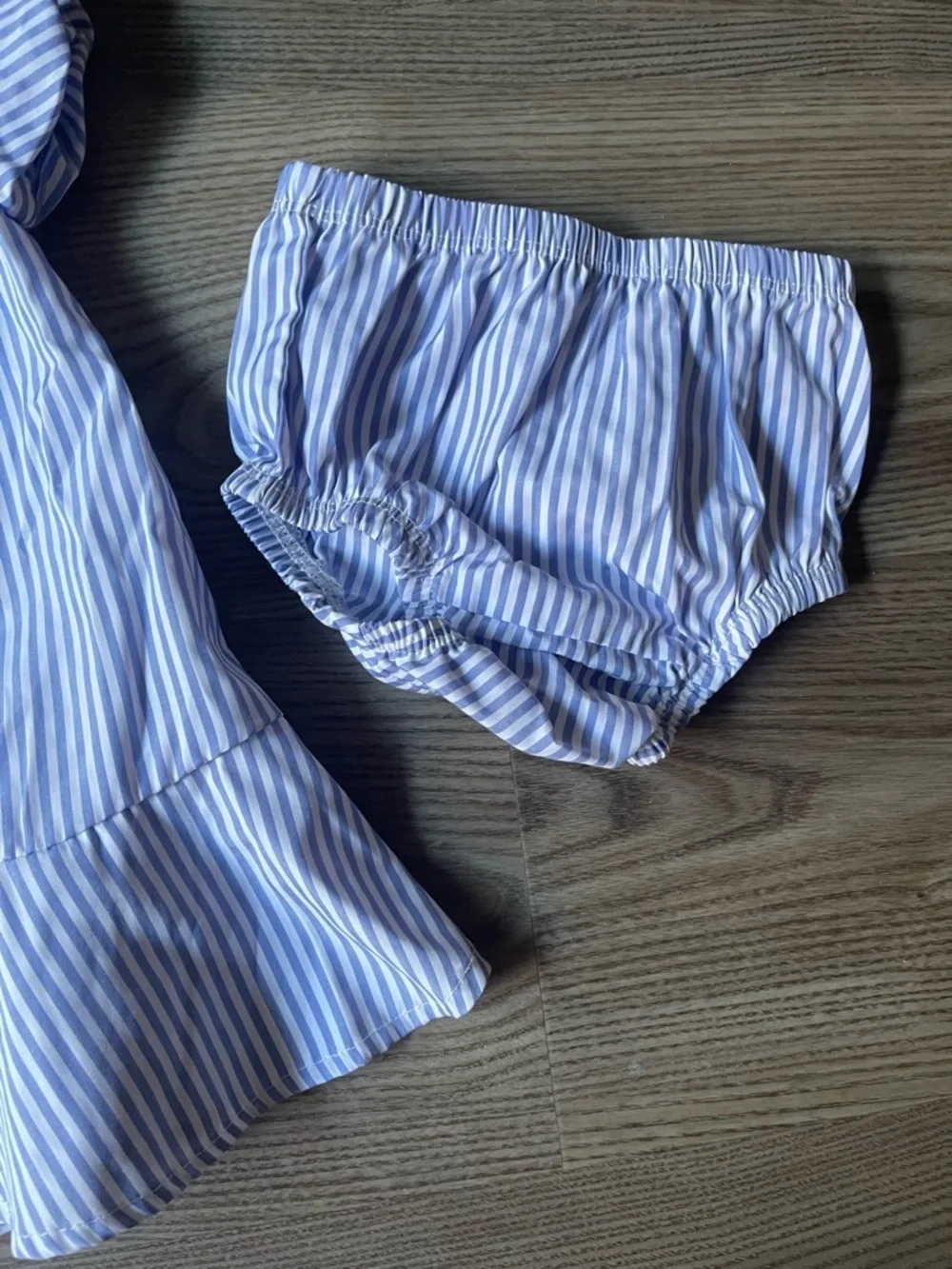 Habitual Girls 2-Piece Striped Dress & Bloomers Set Seersucker Coast Size 12 M